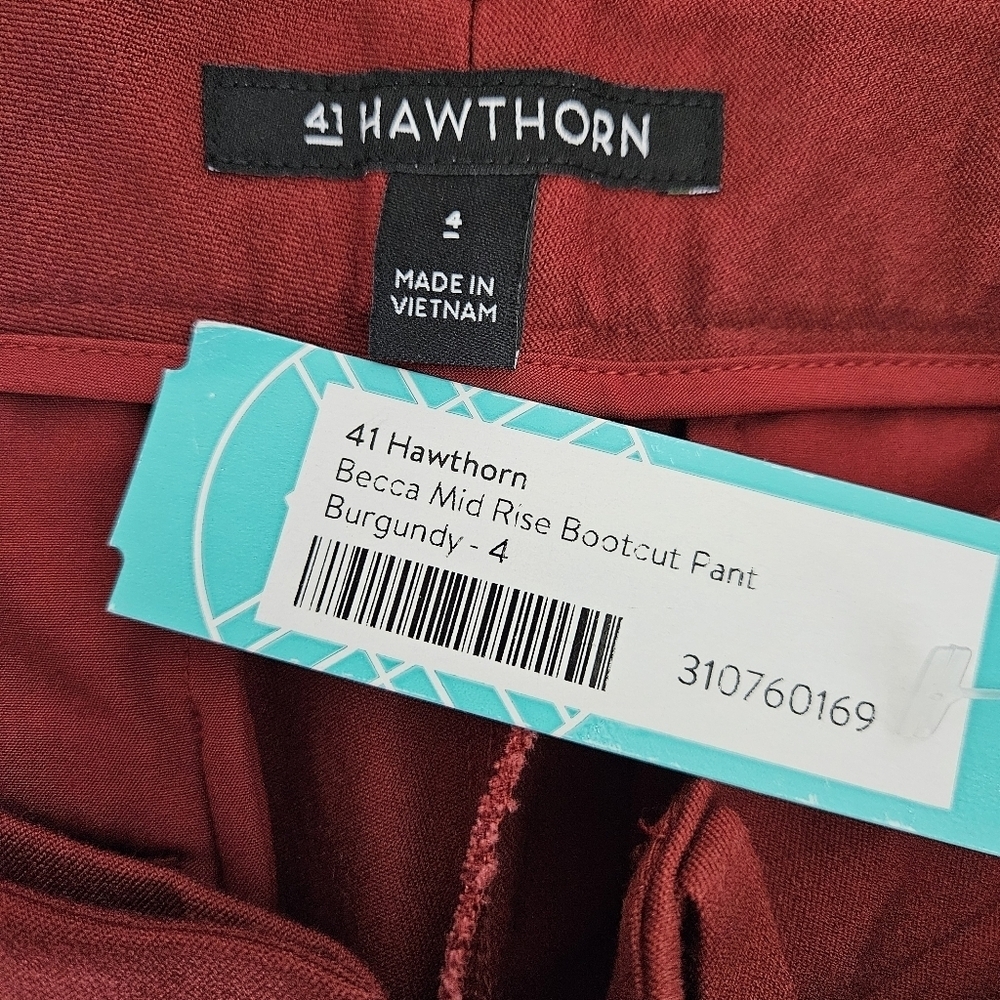 41 Hawthorn Straight Becca Bootcut Dress Pants Burgundy Mid Rise Trousers 4 - Picture 3 of 6